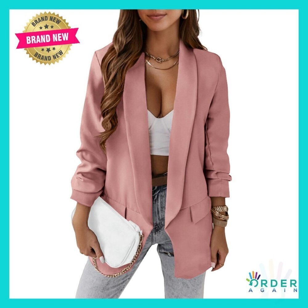 Casual Blazer Long Sleeve Open Front Work Office Suit Jacket Chic